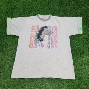 Vintage 90s Native-American Shirt Womens XL 23x26 War-Bonnet